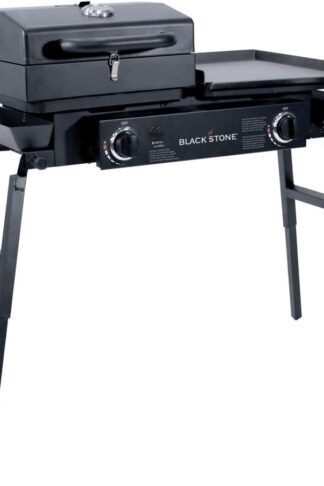 Blackstone Grills Tailgater - Portable Gas Grill and Griddle Combo - Barbecue Box - Two Open Burners â Griddle Top - Adjustable Legs - Camping Stove Great for Hunting, Fishing, Tailgating and More